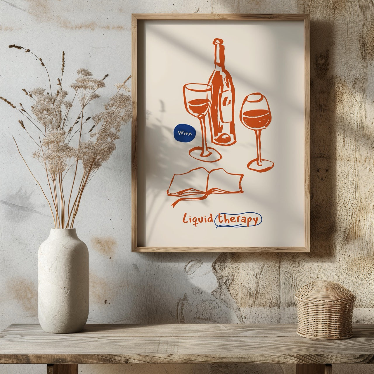 Wine Is My Liquid Therapy Kitchen Drinks - Rolled Poster Wall Art Print | House Prints