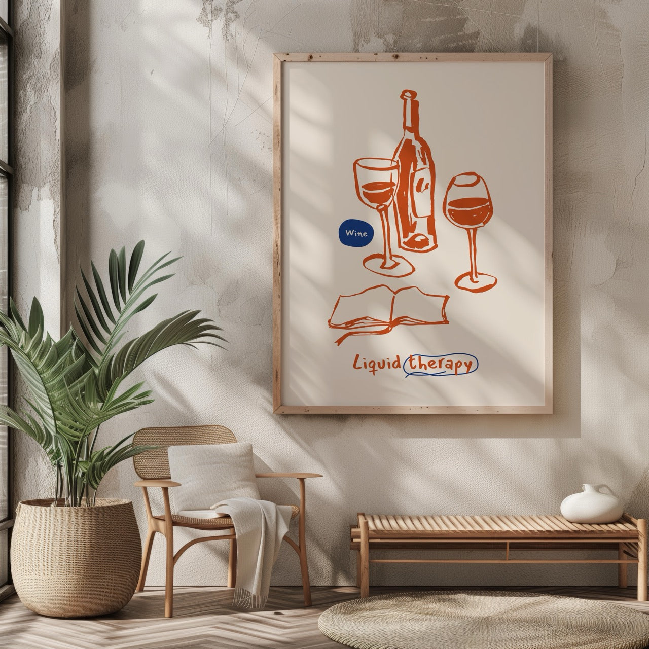Wine Is My Liquid Therapy Kitchen Drinks - Rolled Poster Wall Art Print | House Prints