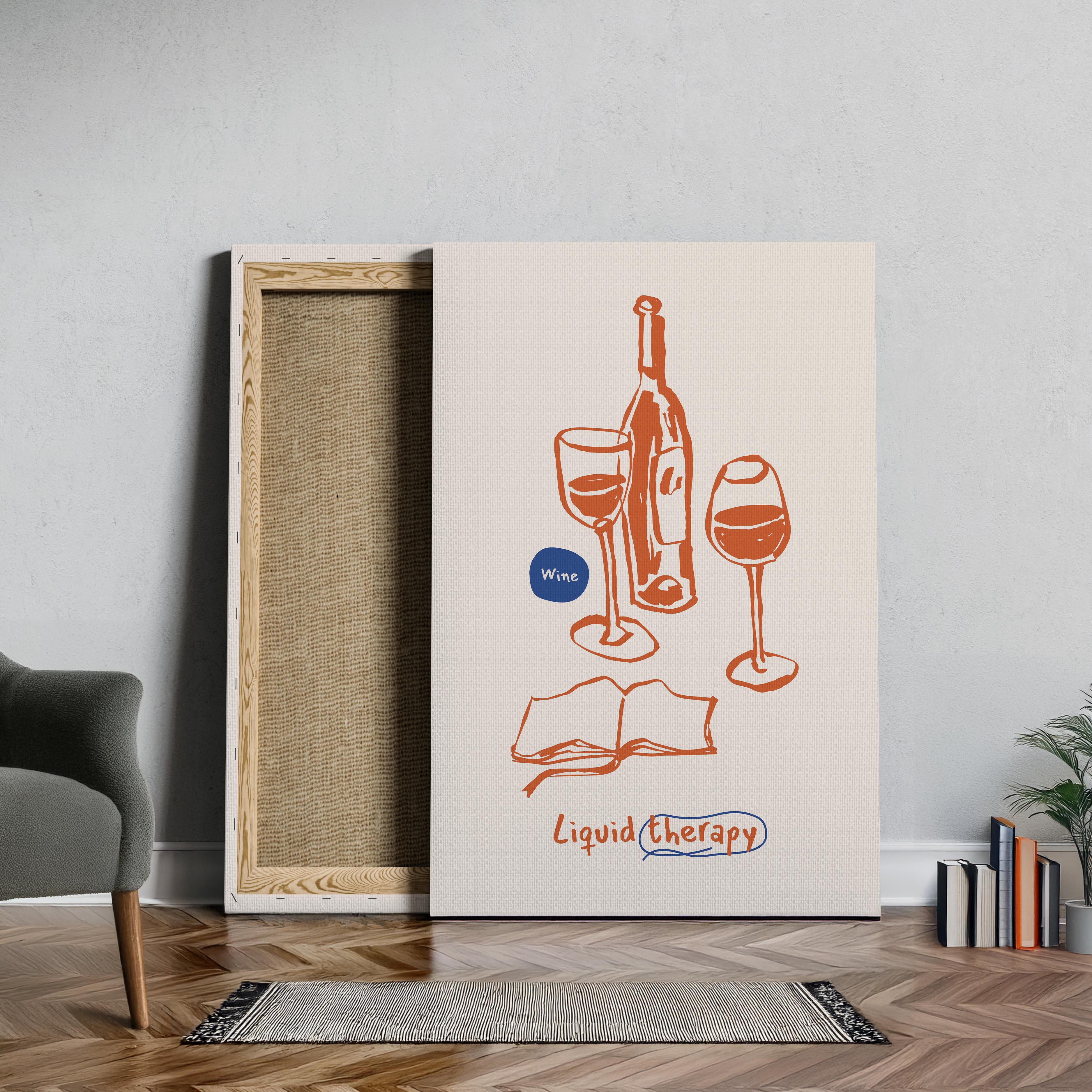 Wine Is My Liquid Therapy Kitchen Drinks - Framed Canvas Wall Art Print | House Prints