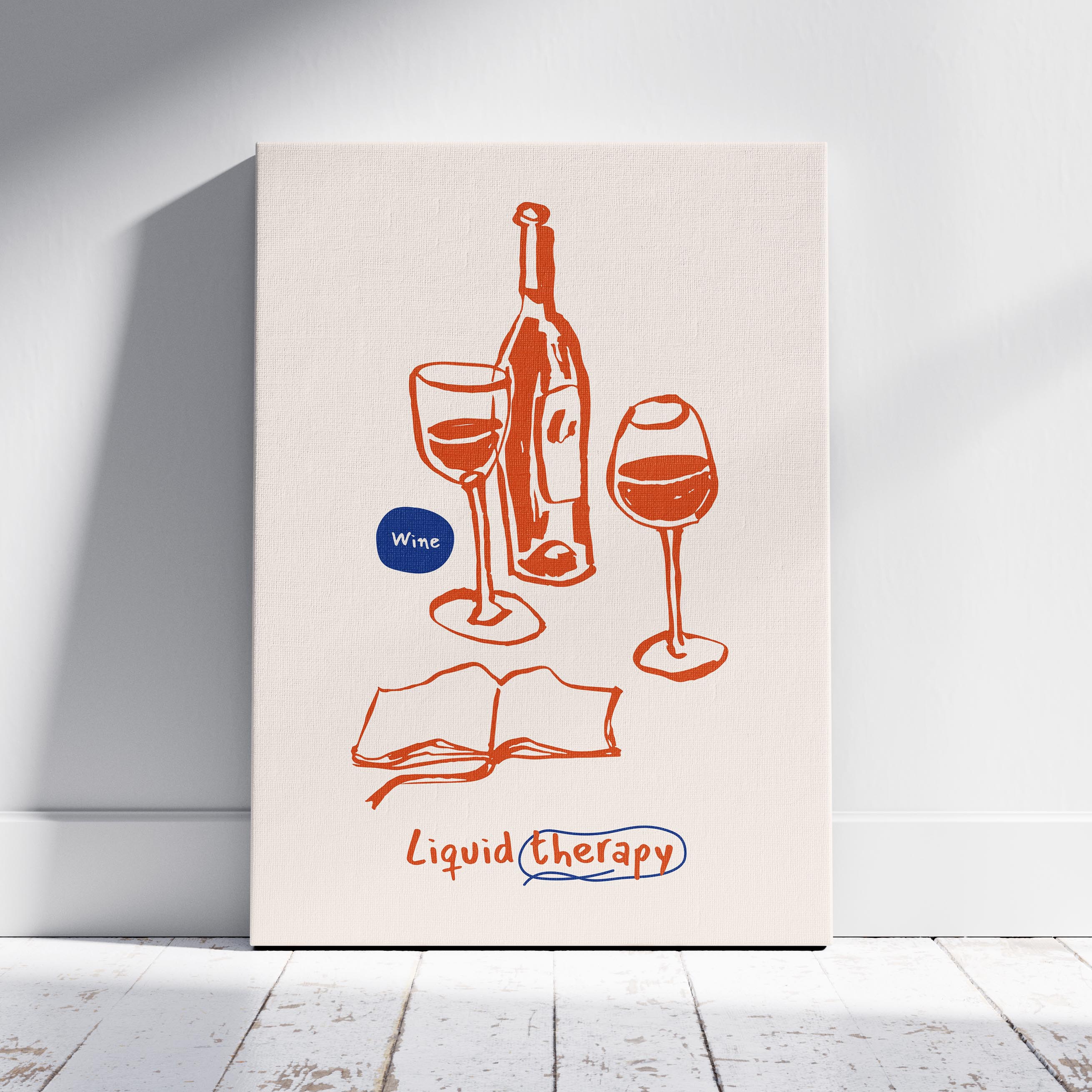 Wine Is My Liquid Therapy Kitchen Drinks - Framed Canvas Wall Art Print | House Prints