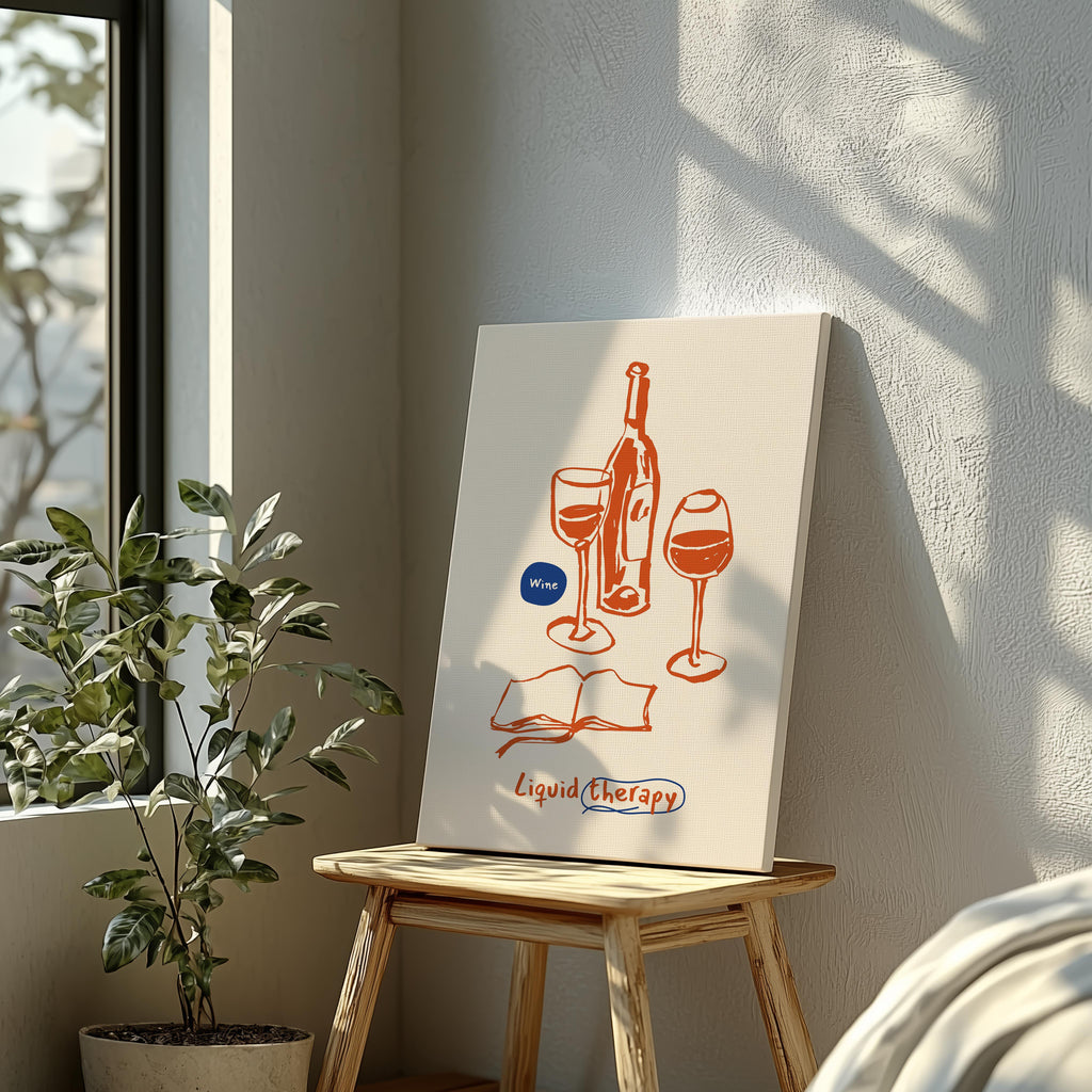 Wine Is My Liquid Therapy Kitchen Drinks - Framed Canvas Wall Art Print | House Prints