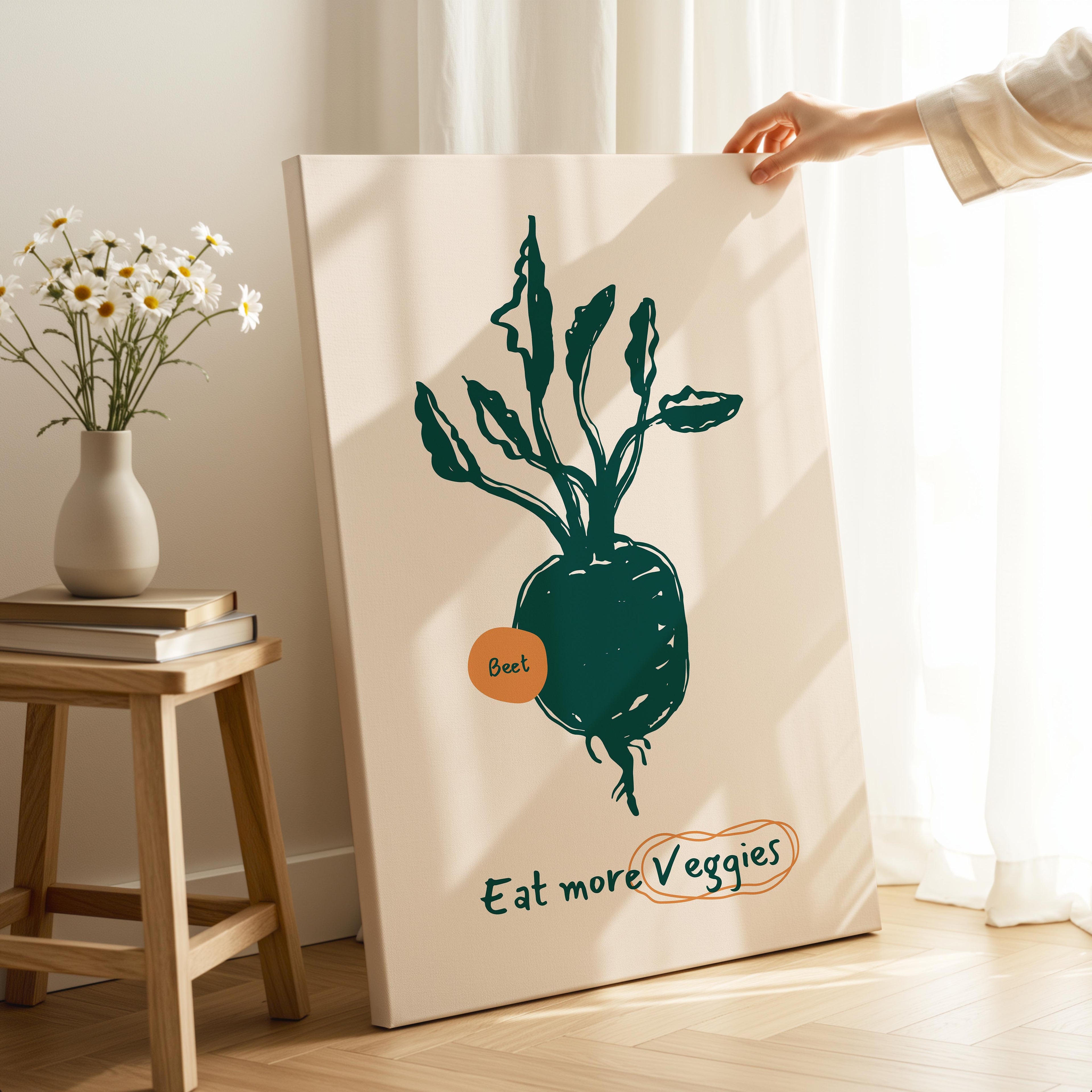 Eat More Veggies Kitchen Food - Framed Canvas Wall Art Print | House Prints