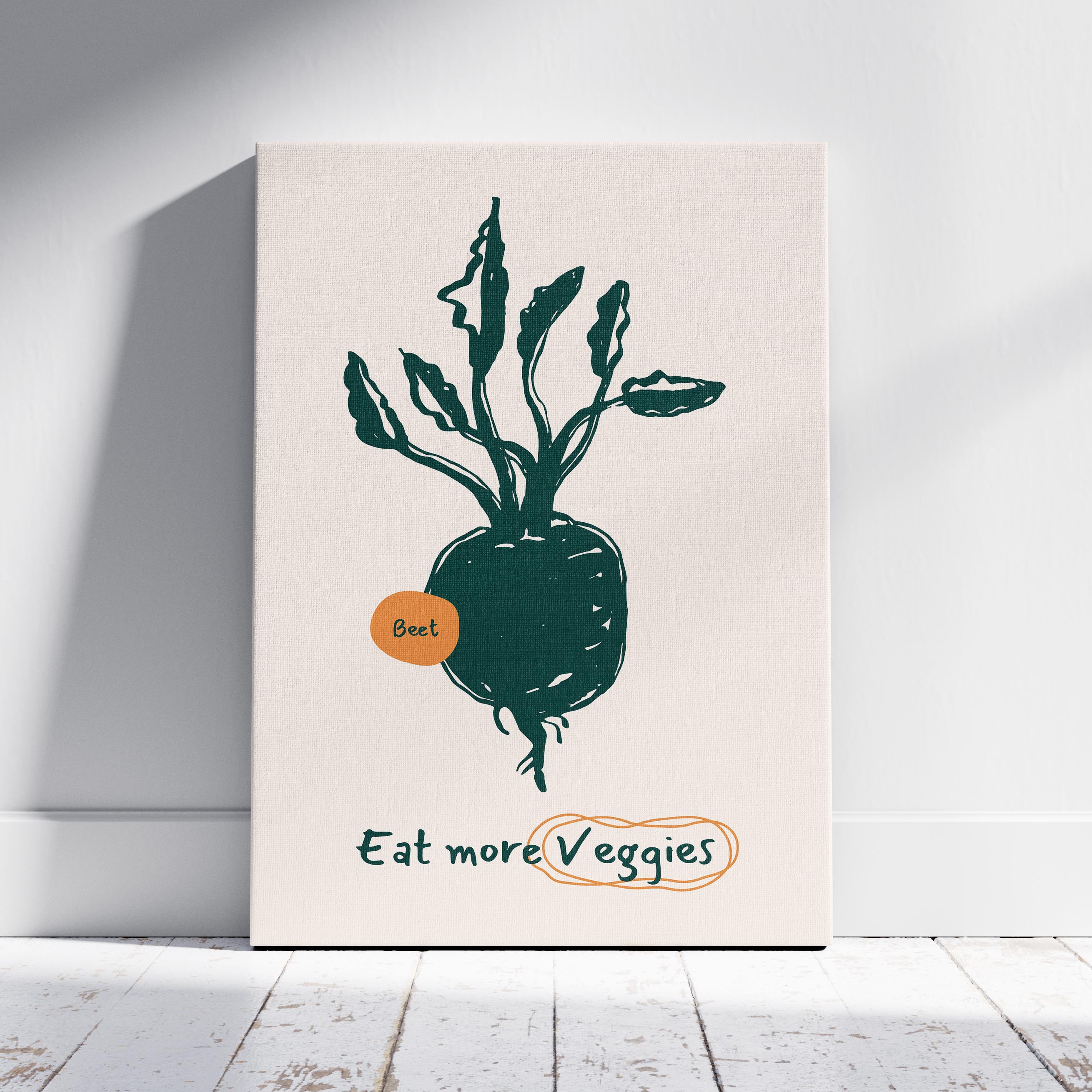 Eat More Veggies Kitchen Food - Framed Canvas Wall Art Print | House Prints