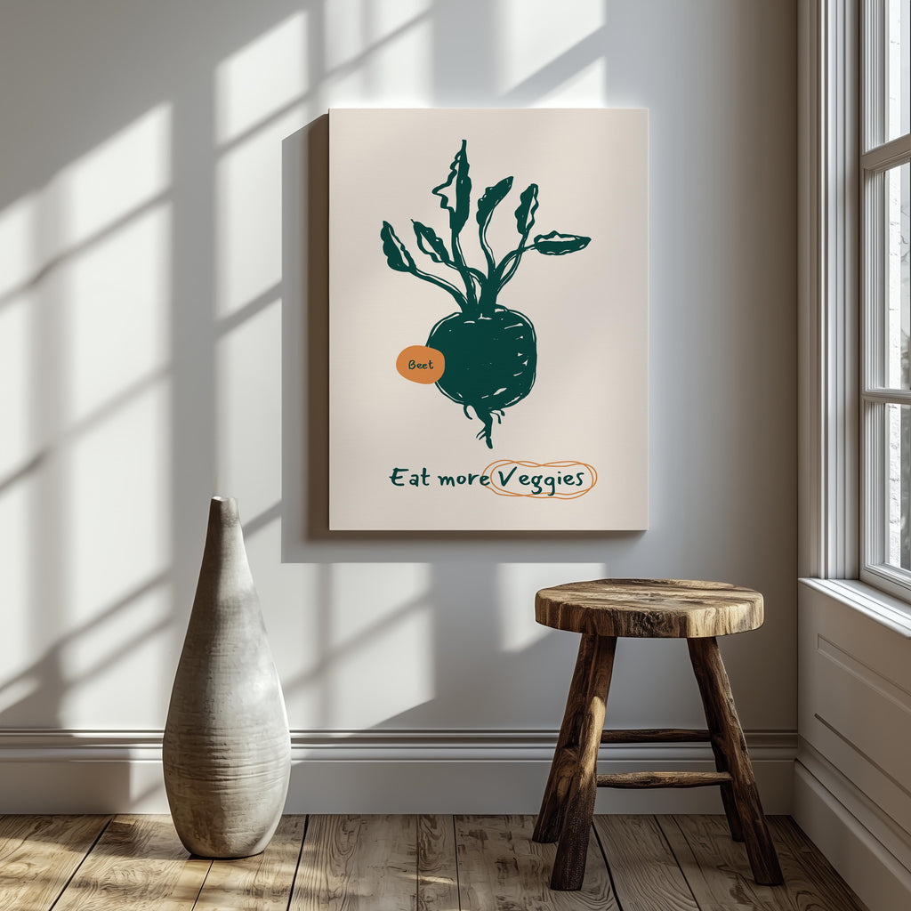 Eat More Veggies Kitchen Food - Framed Canvas Wall Art Print | House Prints
