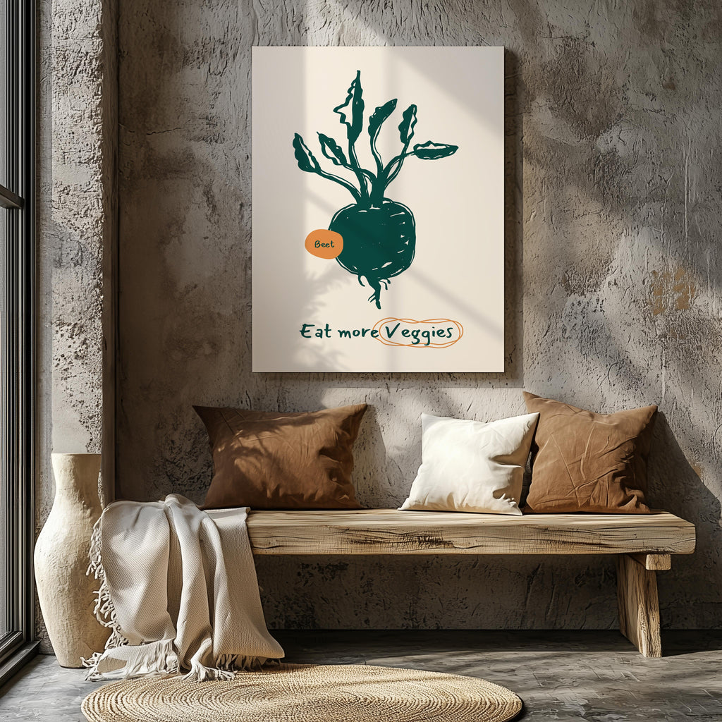 Eat More Veggies Kitchen Food - Framed Canvas Wall Art Print | House Prints