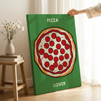 Pepperoni Pizza Lover in Green - Framed Canvas Wall Art Print | House Prints