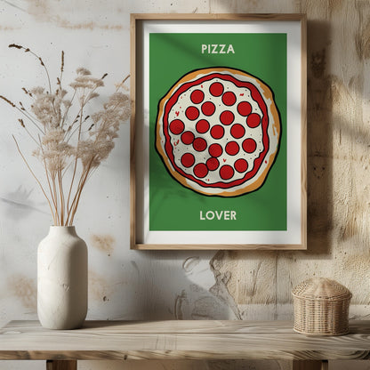 Pepperoni Pizza Lover in Green - Rolled Poster Wall Art Print - House Prints