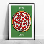 Pepperoni Pizza Lover in Green - Rolled Poster Wall Art Print | House Prints