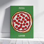 Pepperoni Pizza Lover in Green - Framed Canvas Wall Art Print | House Prints