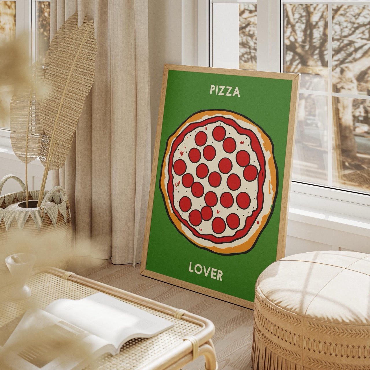 Pepperoni Pizza Lover in Green - Rolled Poster Wall Art Print | House Prints