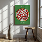 Pepperoni Pizza Lover in Green - Framed Canvas Wall Art Print | House Prints