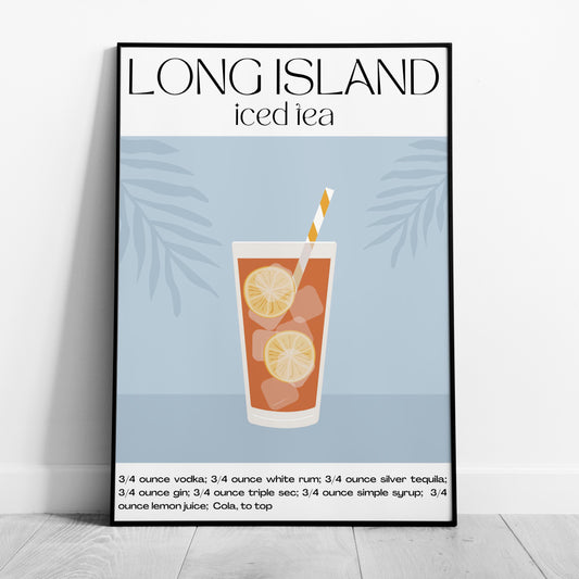Classic Long Island Iced Tea Summer Drinks - Rolled Poster Wall Art Print