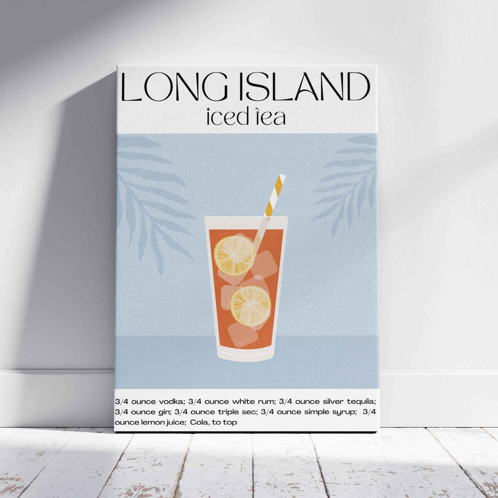 Classic Long Island Iced Tea Summer Drinks - Framed Canvas Wall Art Print | House Prints