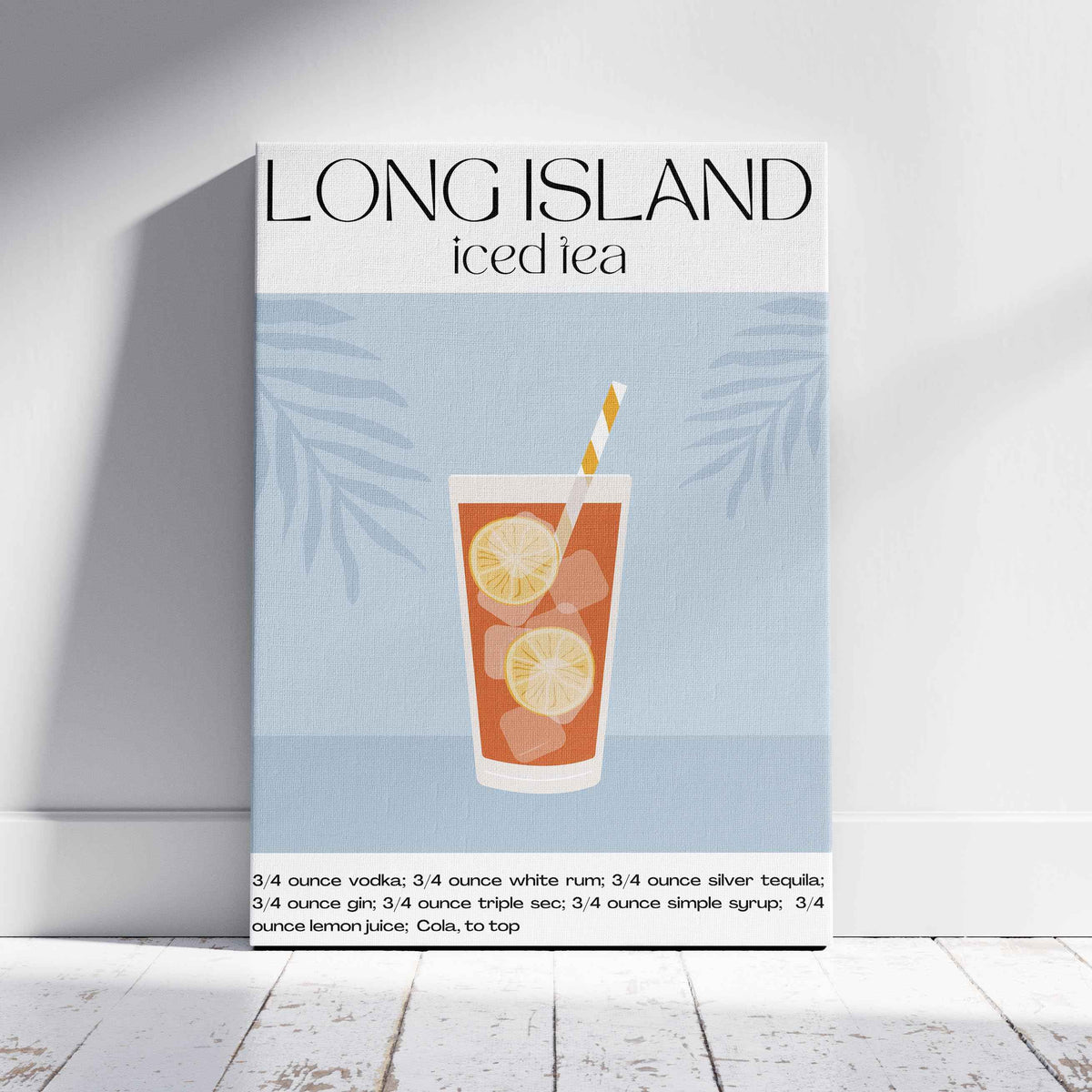 Classic Long Island Iced Tea Summer Drinks - Framed Canvas Wall Art Print | House Prints