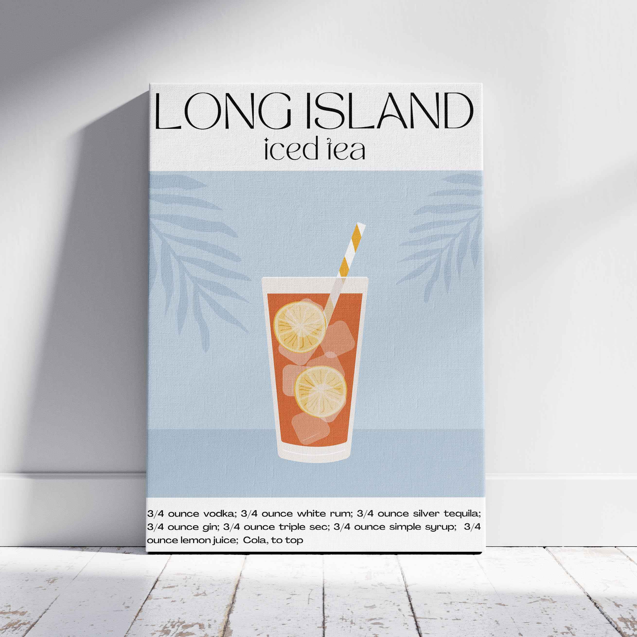 Classic Long Island Iced Tea Summer Drinks - Framed Canvas Wall Art Print | House Prints