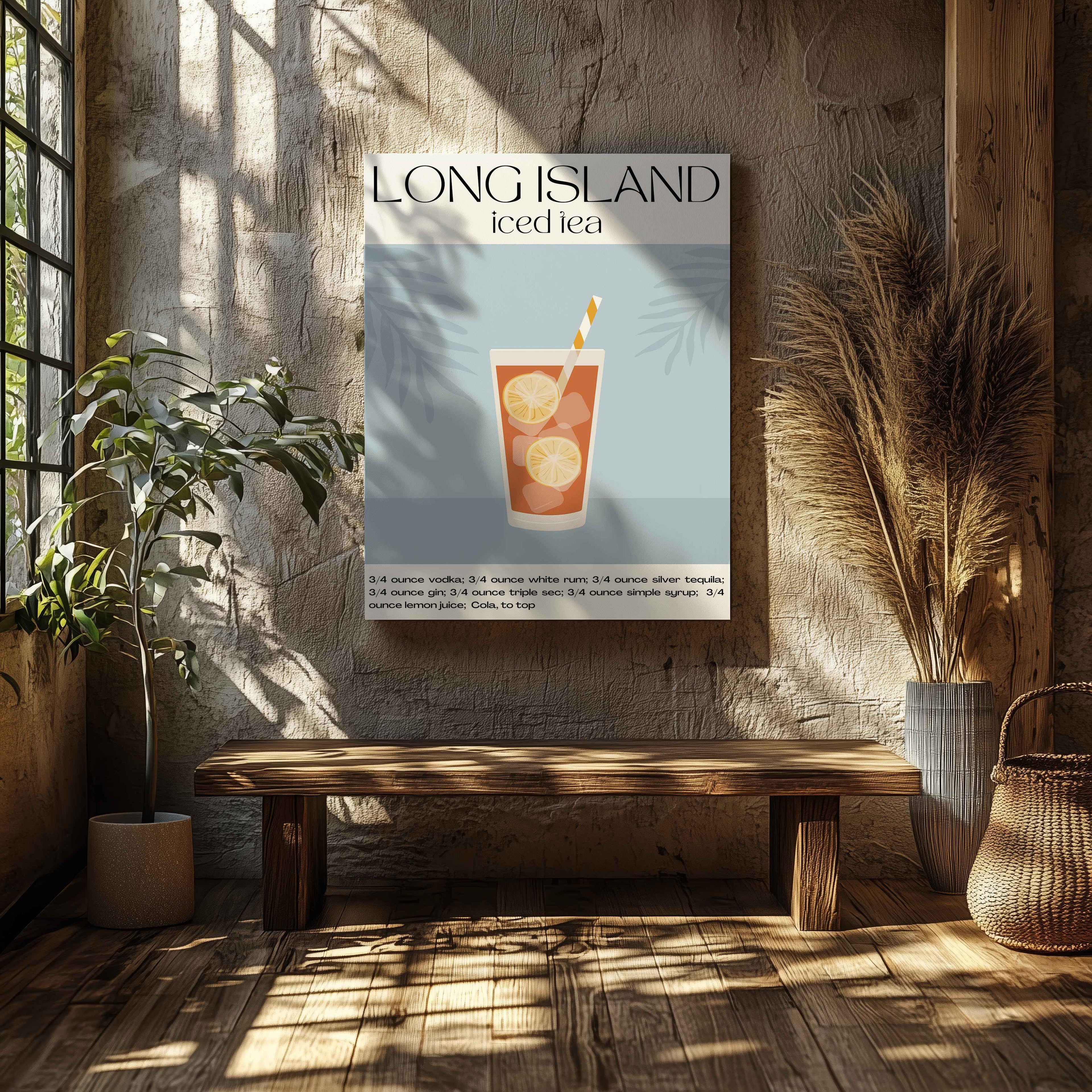 Classic Long Island Iced Tea Summer Drinks - Framed Canvas Wall Art Print | House Prints