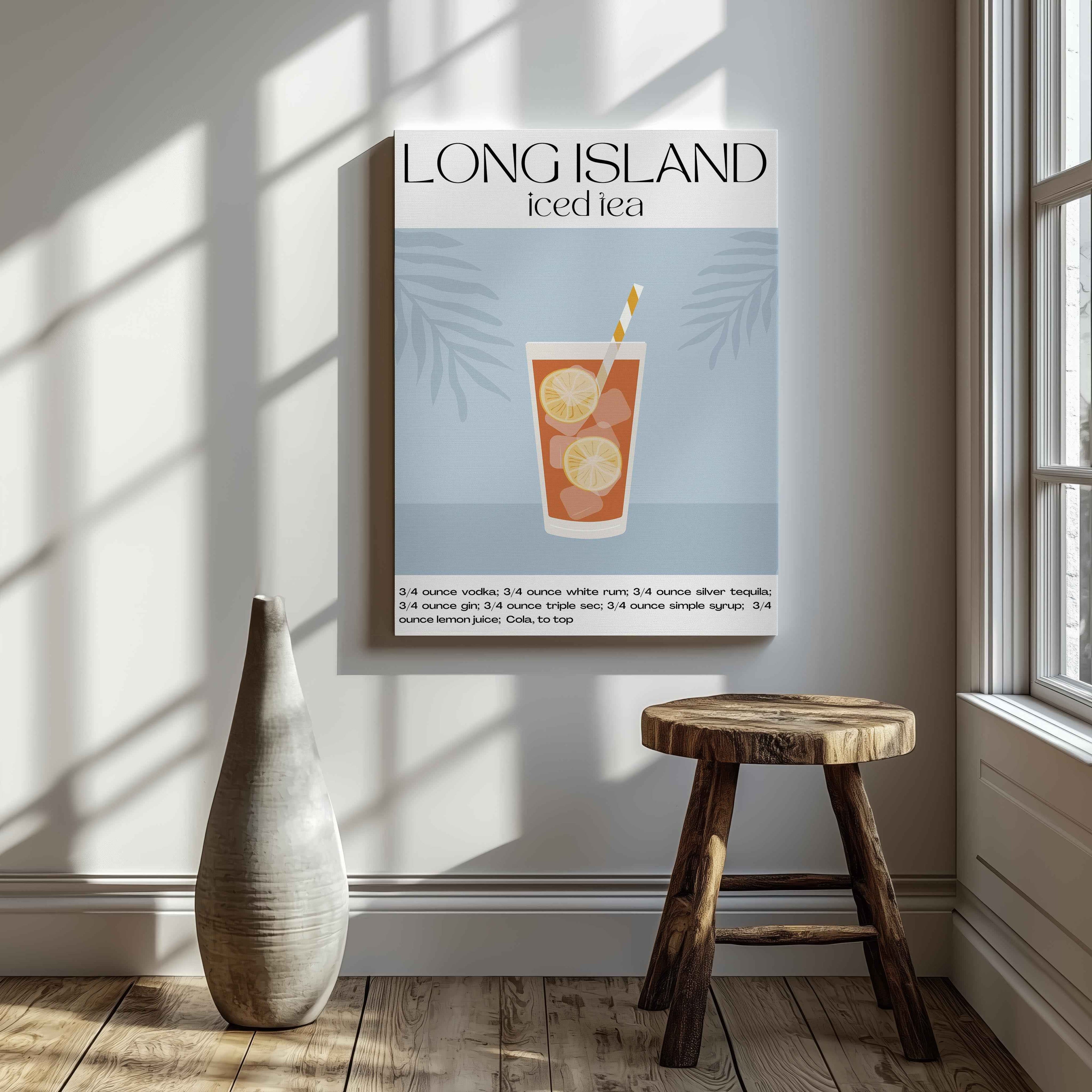 Classic Long Island Iced Tea Summer Drinks - Framed Canvas Wall Art Print | House Prints