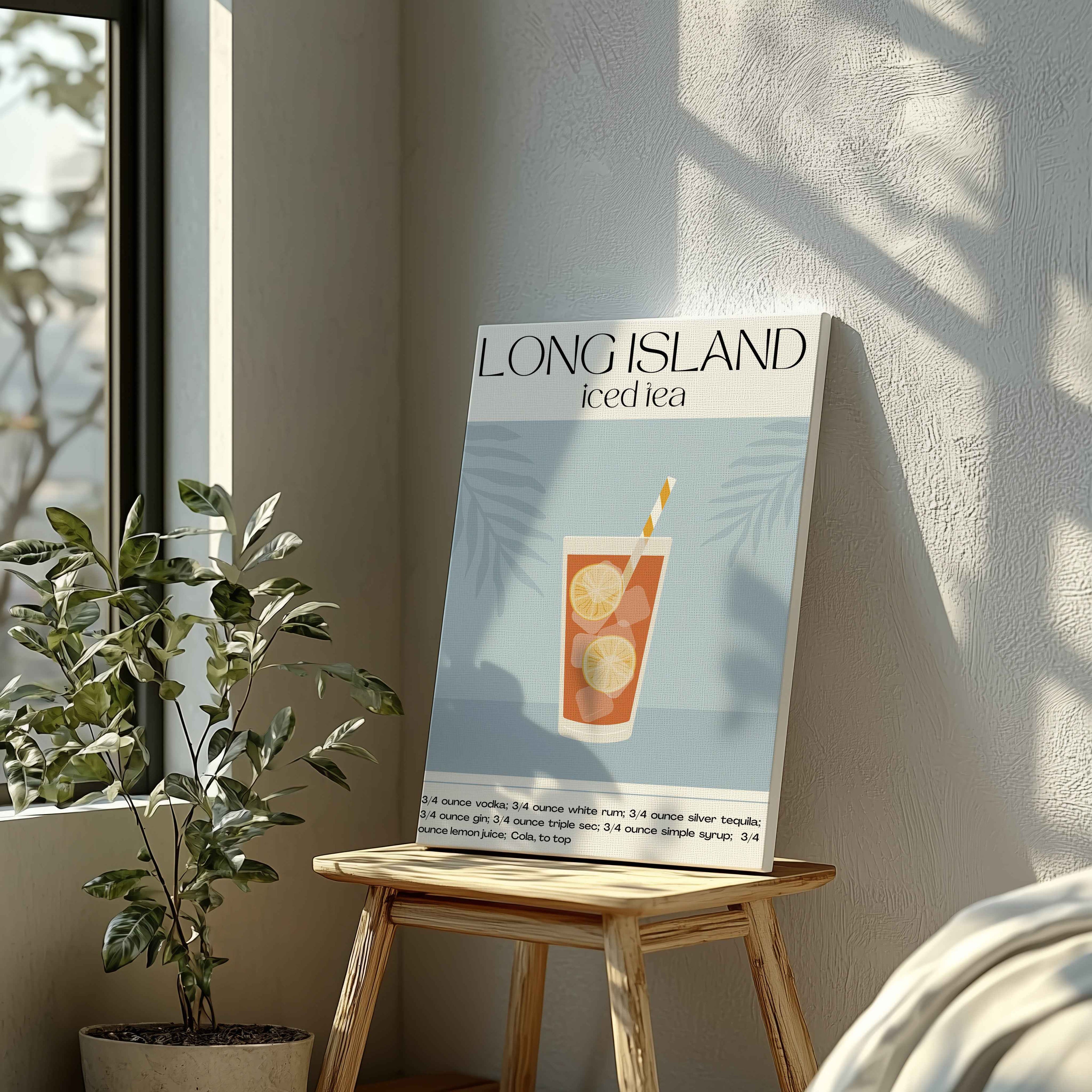 Classic Long Island Iced Tea Summer Drinks - Framed Canvas Wall Art Print | House Prints