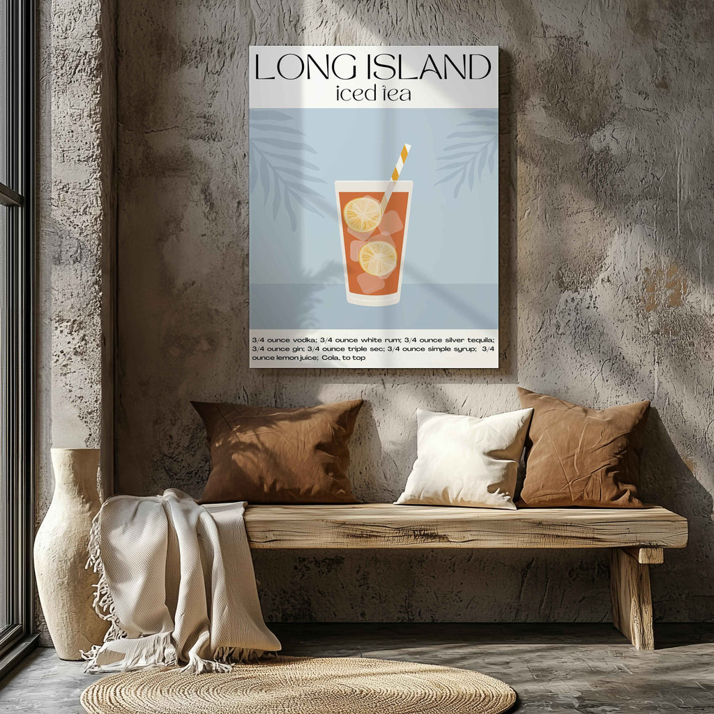 Classic Long Island Iced Tea Summer Drinks - Framed Canvas Wall Art Print | House Prints