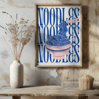 Modern Bold Blue Noodles Typography - Rolled Poster Wall Art Print | House Prints