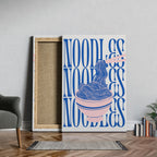 Modern Bold Blue Noodles Typography - Framed Canvas Wall Art Print | House Prints