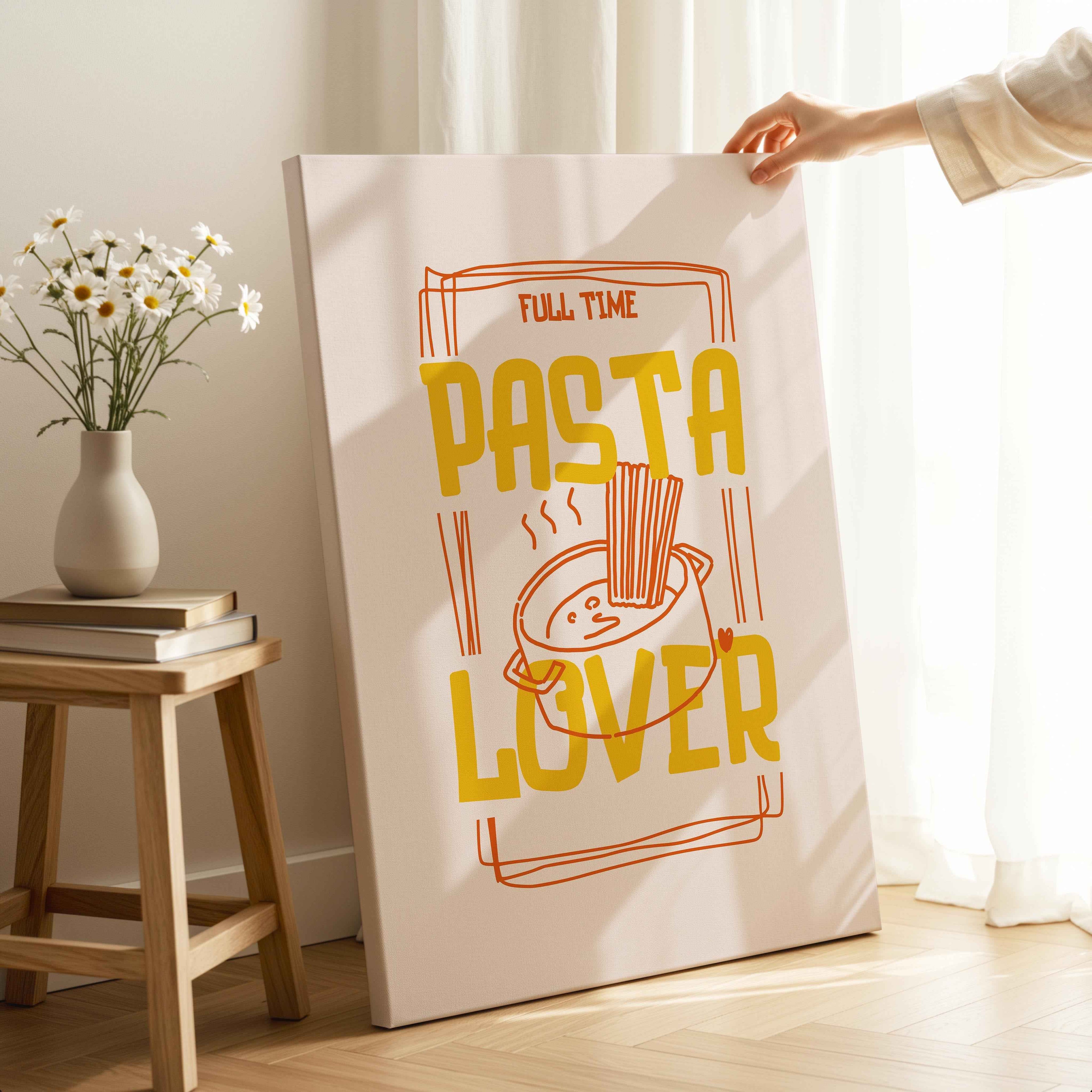 Full Time Pasta Lover Kitchen Cooking - Framed Canvas Wall Art Print