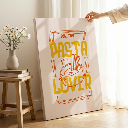 Full Time Pasta Lover Kitchen Cooking - Framed Canvas Wall Art Print