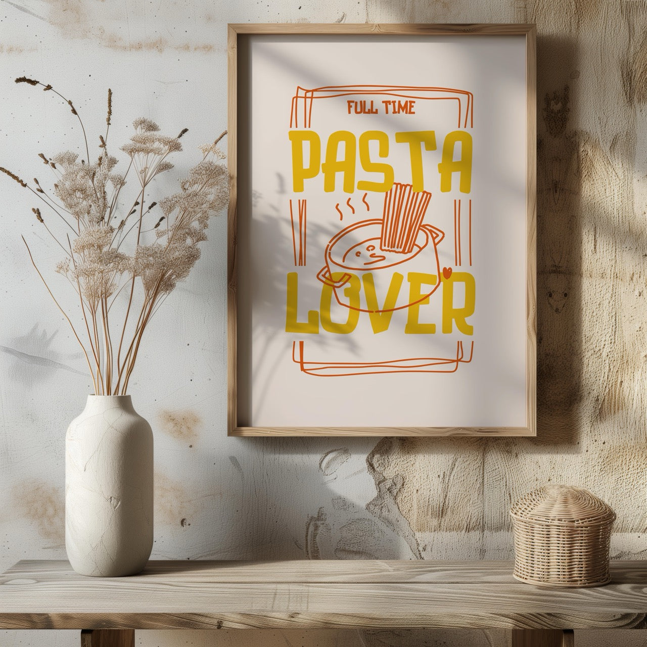 Full Time Pasta Lover Kitchen Cooking - Rolled Poster Wall Art Print | House Prints