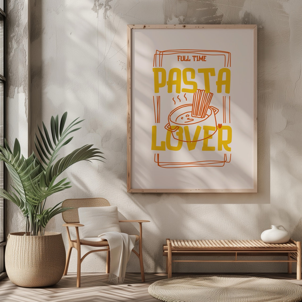 Full Time Pasta Lover Kitchen Cooking - Rolled Poster Wall Art Print | House Prints