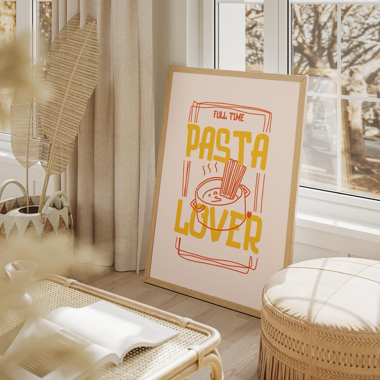Full Time Pasta Lover Kitchen Cooking - Rolled Poster Wall Art Print | House Prints