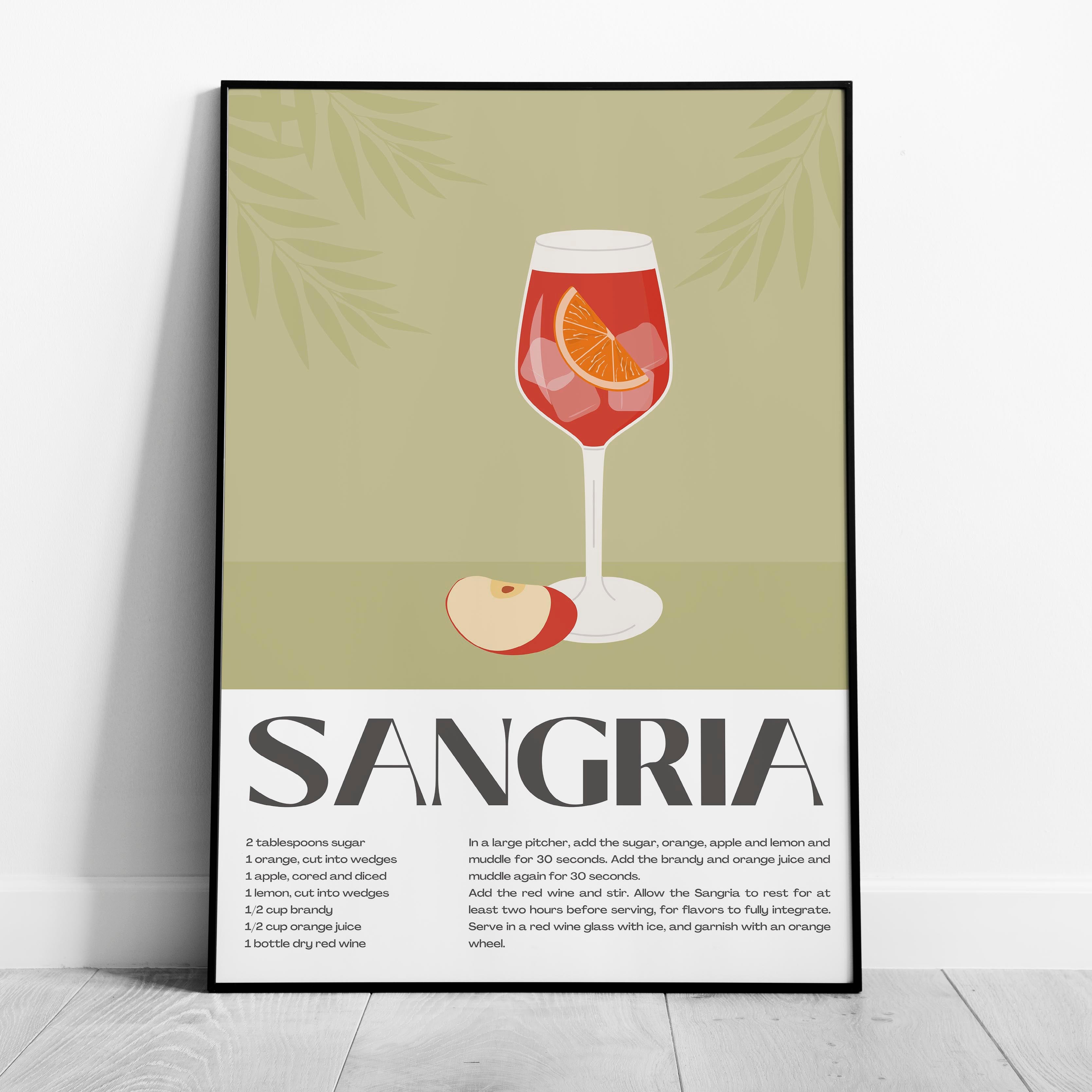 Classic Sangria Summer Cocktail Drinks - Rolled Poster Wall Art Print | House Prints