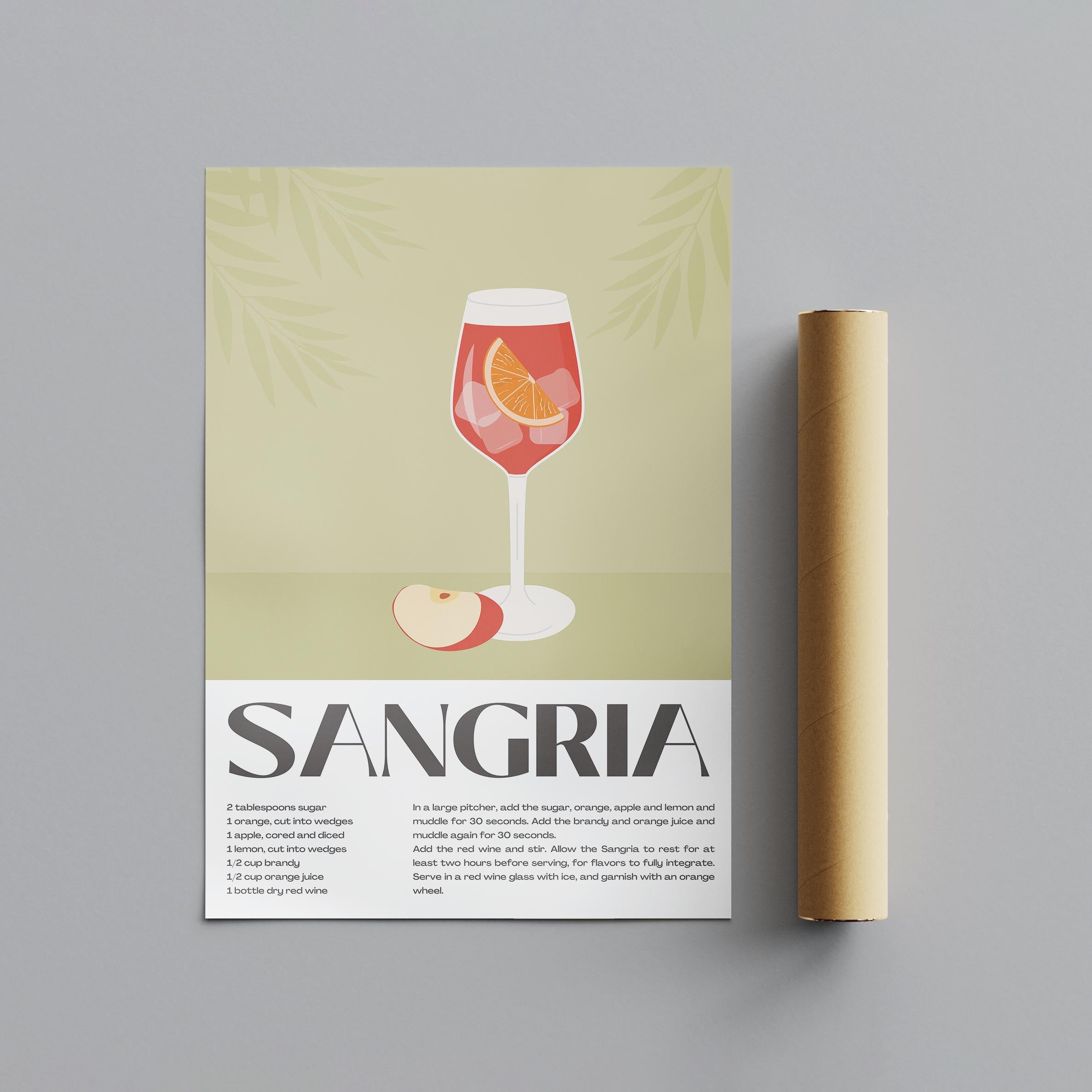 Classic Sangria Summer Cocktail Drinks - Rolled Poster Wall Art Print | House Prints