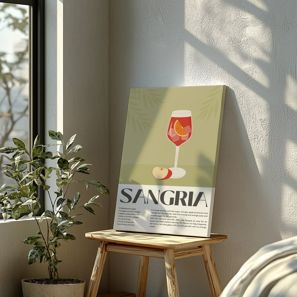 Classic Sangria Summer Cocktail Drinks - Framed Canvas Wall Art Print | House Prints