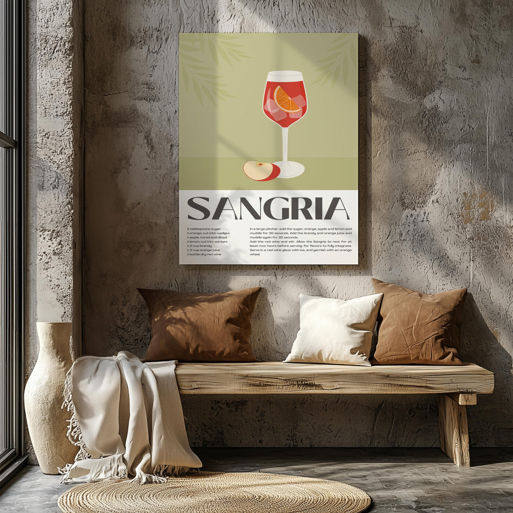 Classic Sangria Summer Cocktail Drinks - Framed Canvas Wall Art Print | House Prints