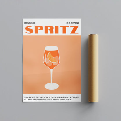 Classic Aperol Spritz Orange Cocktail Drinks - Rolled Poster Wall Art Print - House Prints