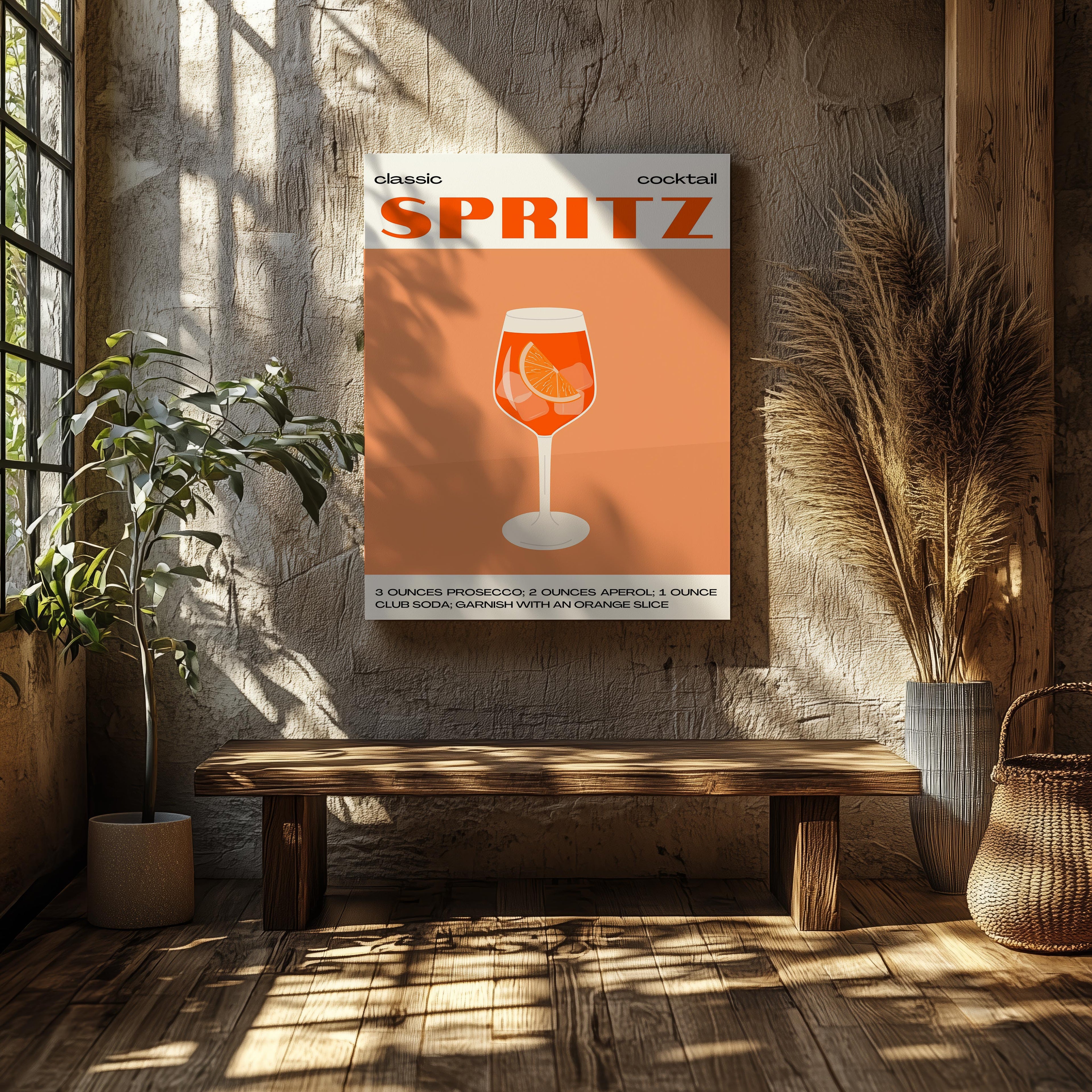 Classic Aperol Spritz Orange Cocktail Drinks - Framed Canvas Wall Art Print | House Prints