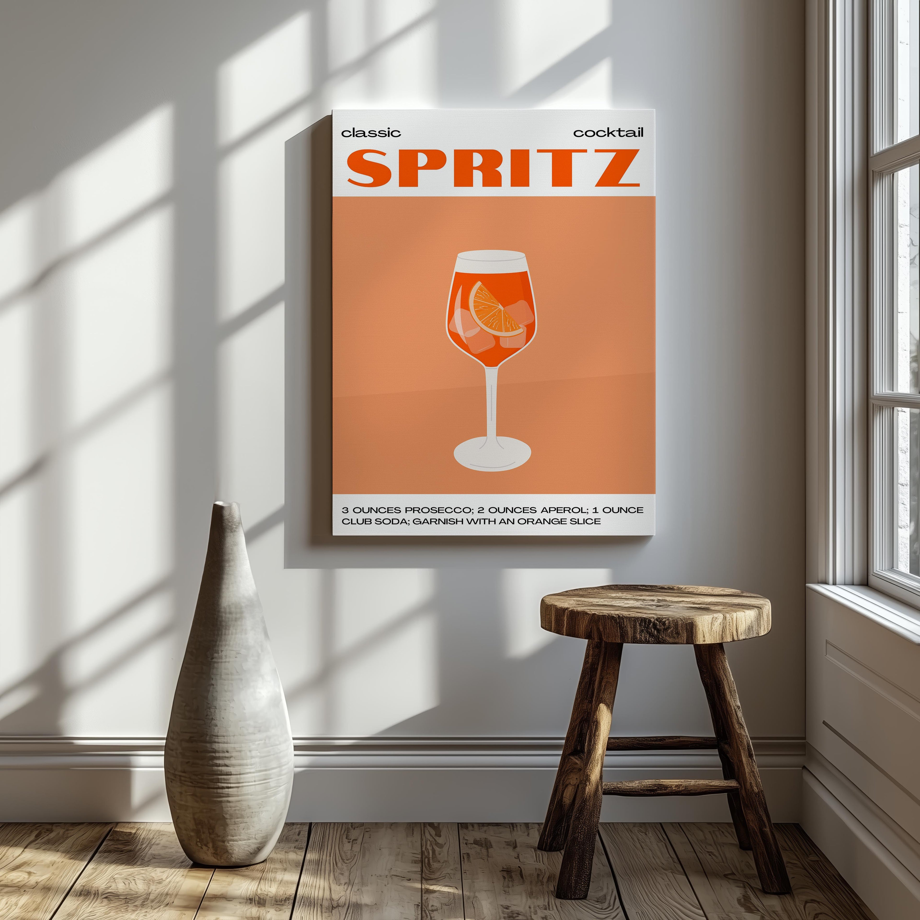 Classic Aperol Spritz Orange Cocktail Drinks - Framed Canvas Wall Art Print | House Prints