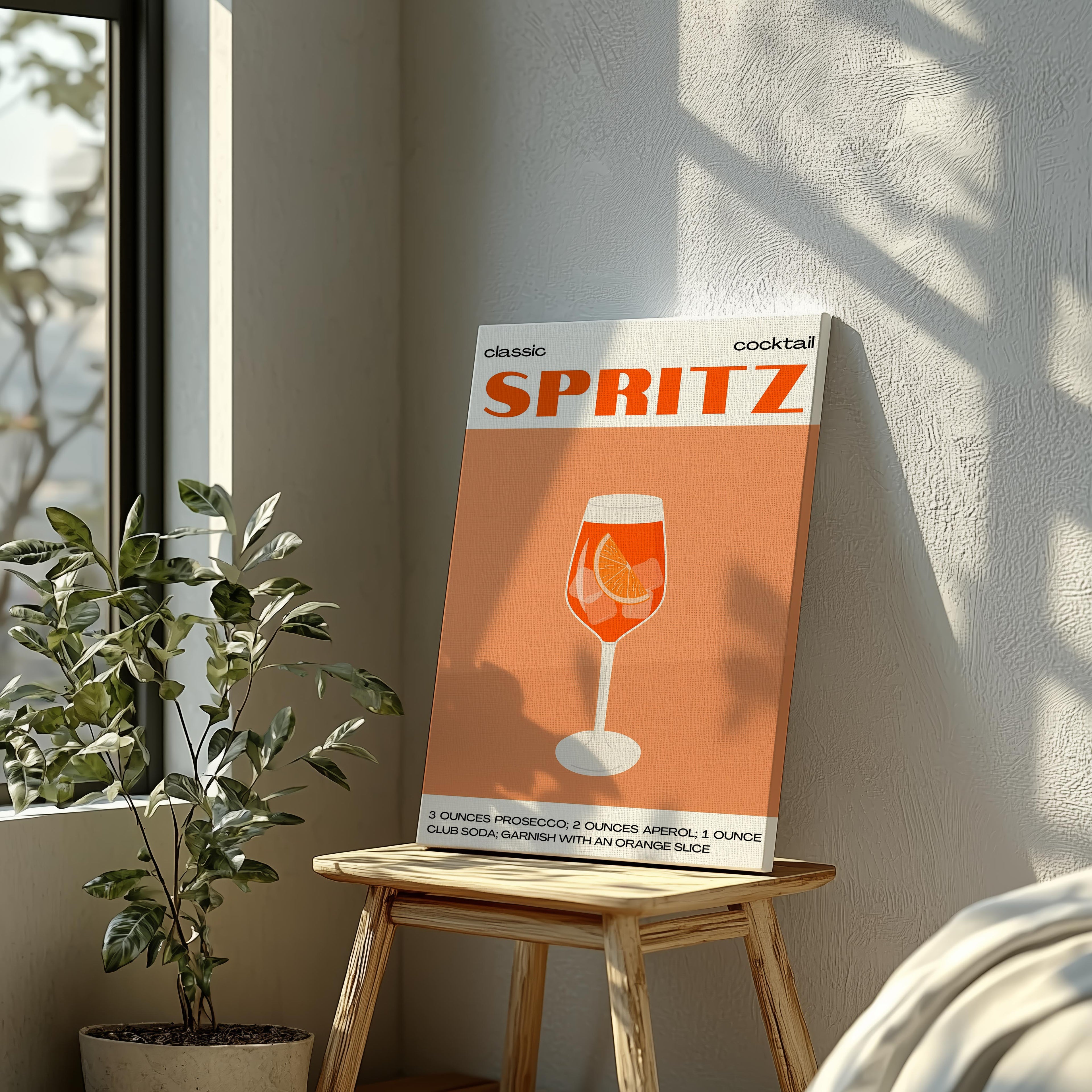 Classic Aperol Spritz Orange Cocktail Drinks - Framed Canvas Wall Art Print | House Prints
