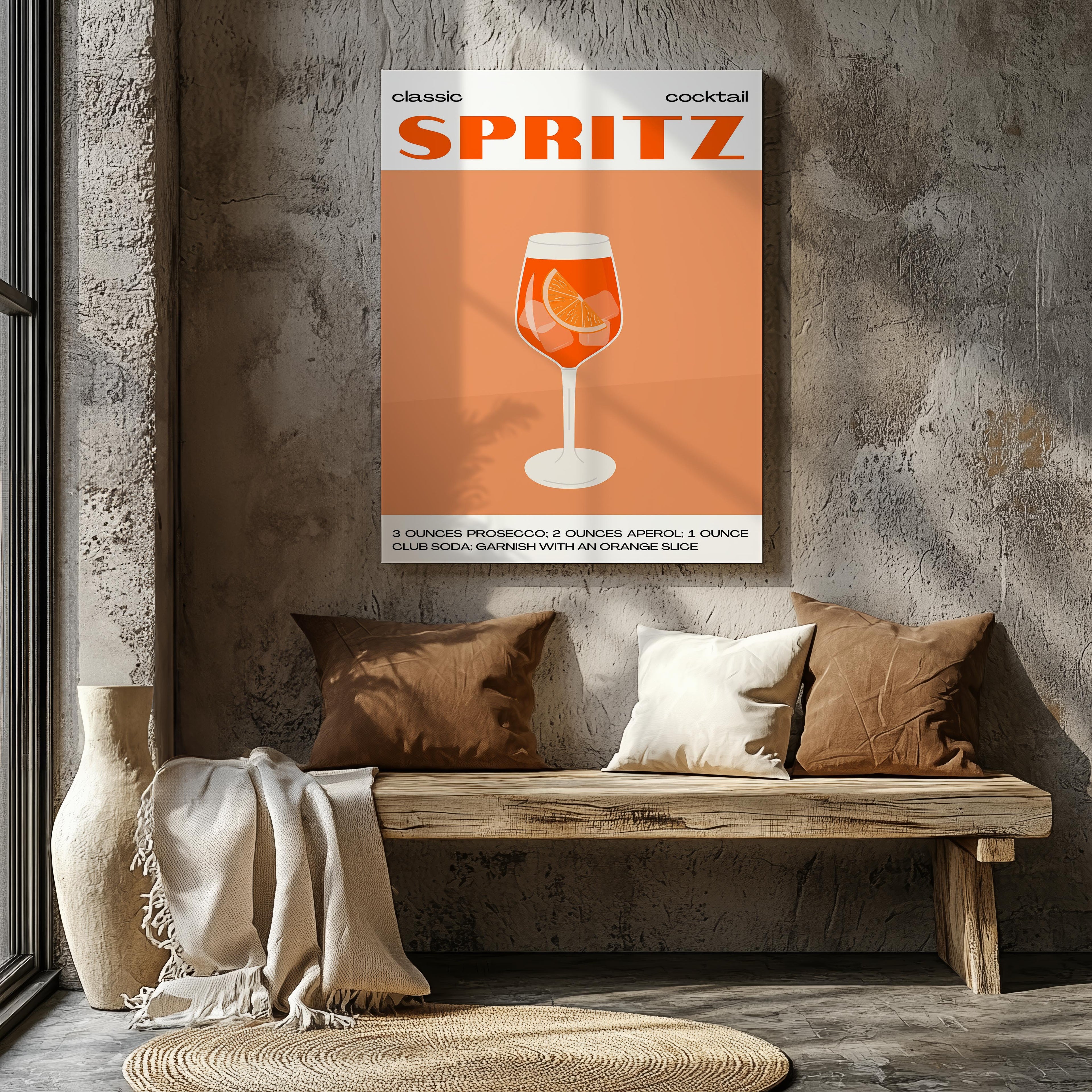 Classic Aperol Spritz Orange Cocktail Drinks - Framed Canvas Wall Art Print | House Prints