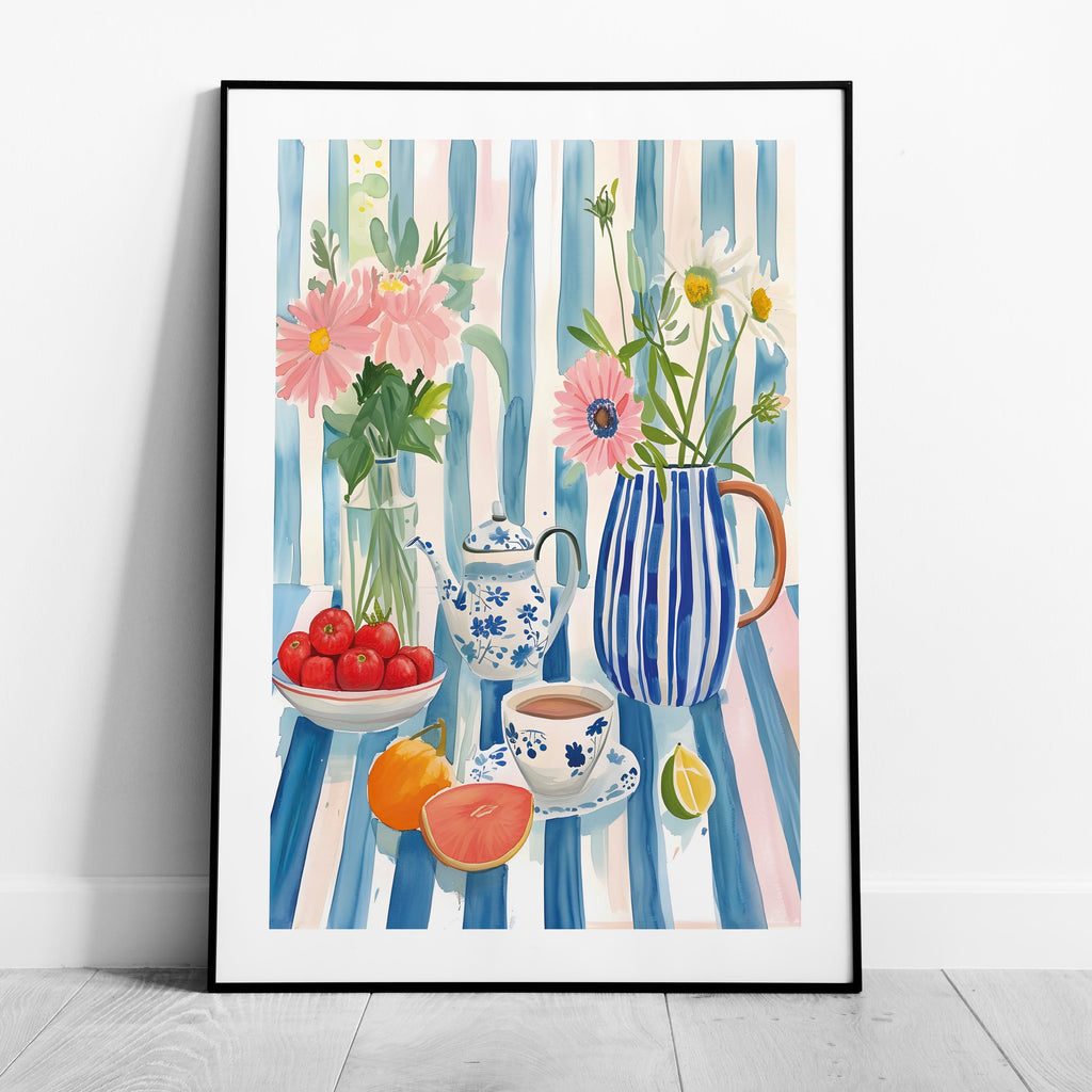 Morning Tea with Blooming Flowers - Rolled Poster Wall Art Print | House Prints