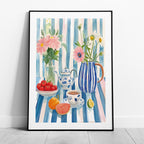 Morning Tea with Blooming Flowers - Rolled Poster Wall Art Print | House Prints