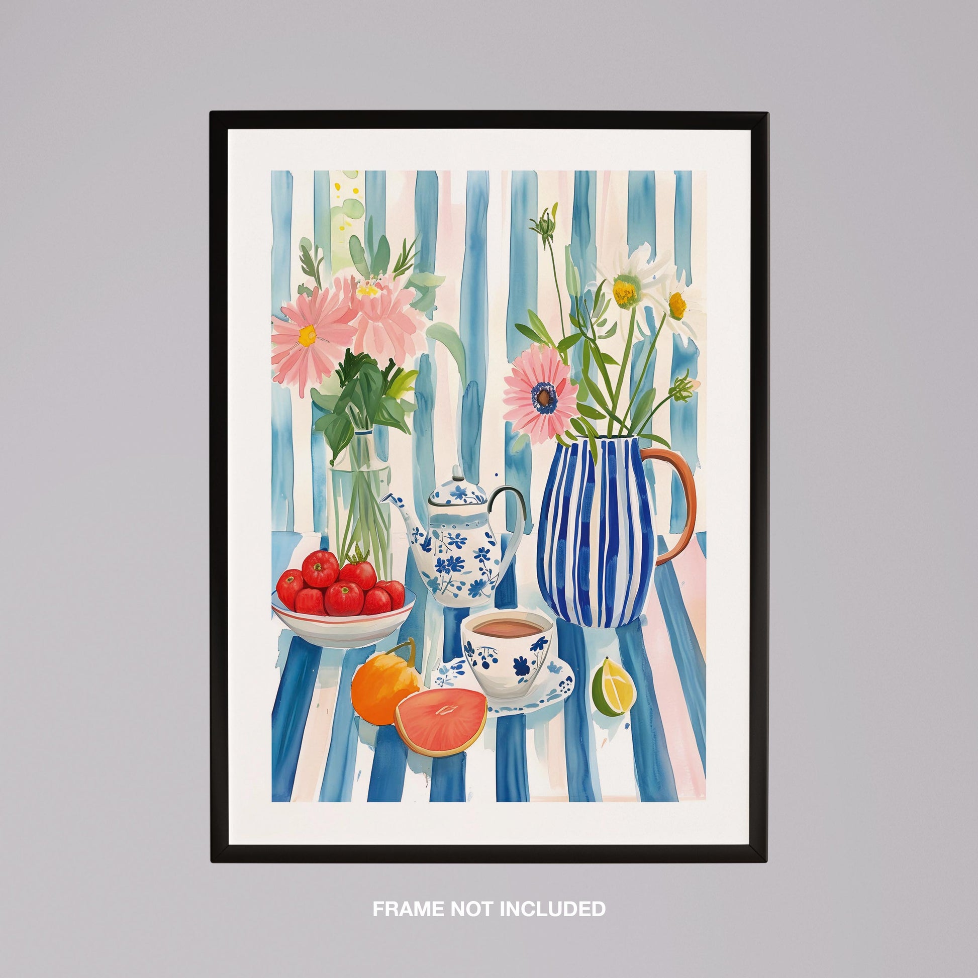 Morning Tea with Blooming Flowers - Rolled Poster Wall Art Print - House Prints
