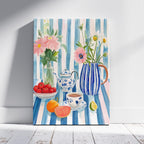 Morning Tea with Blooming Flowers - Framed Canvas Wall Art Print | House Prints