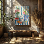 Morning Tea with Blooming Flowers - Framed Canvas Wall Art Print | House Prints