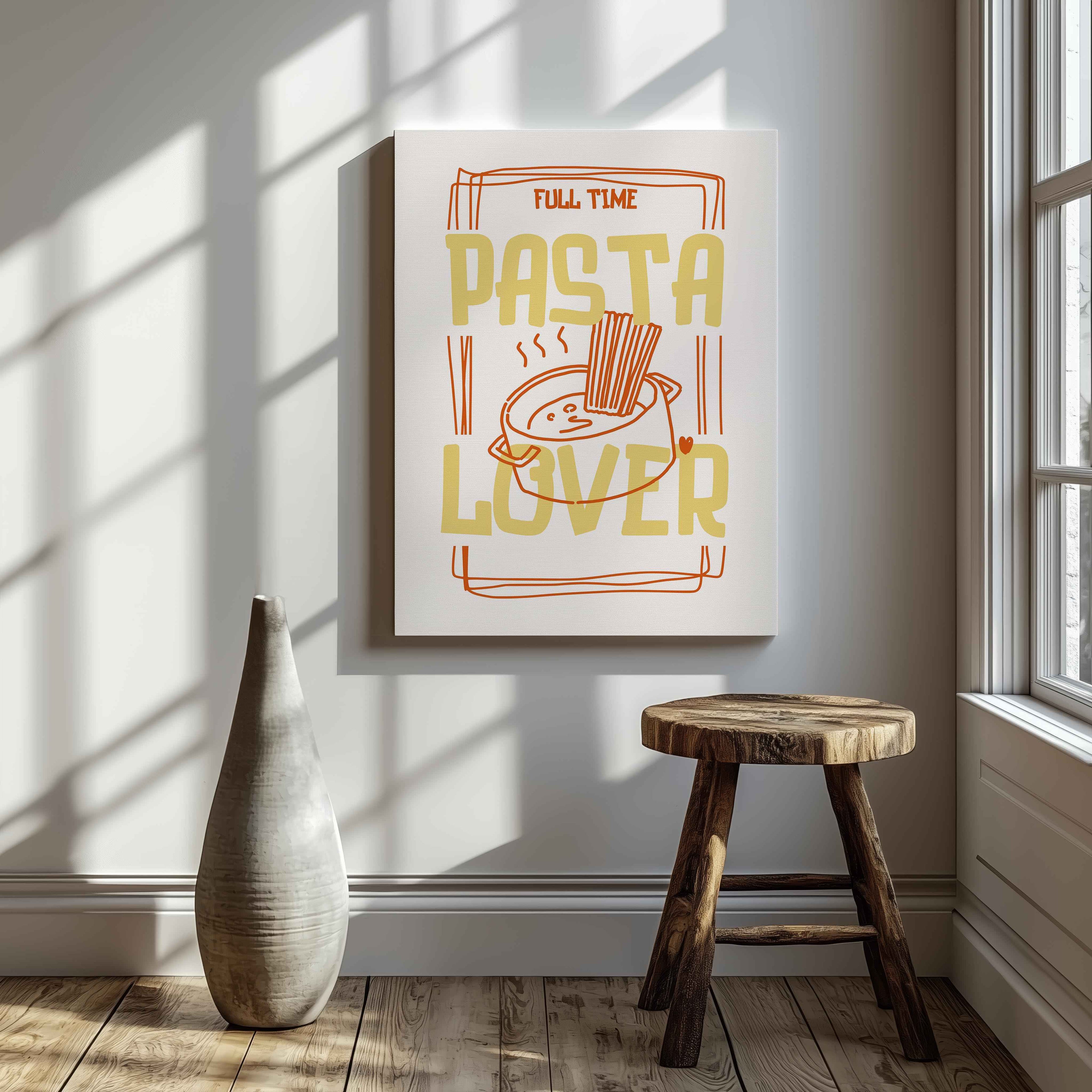 Full Time Pasta Lover Kitchen Cooking - Framed Canvas Wall Art Print