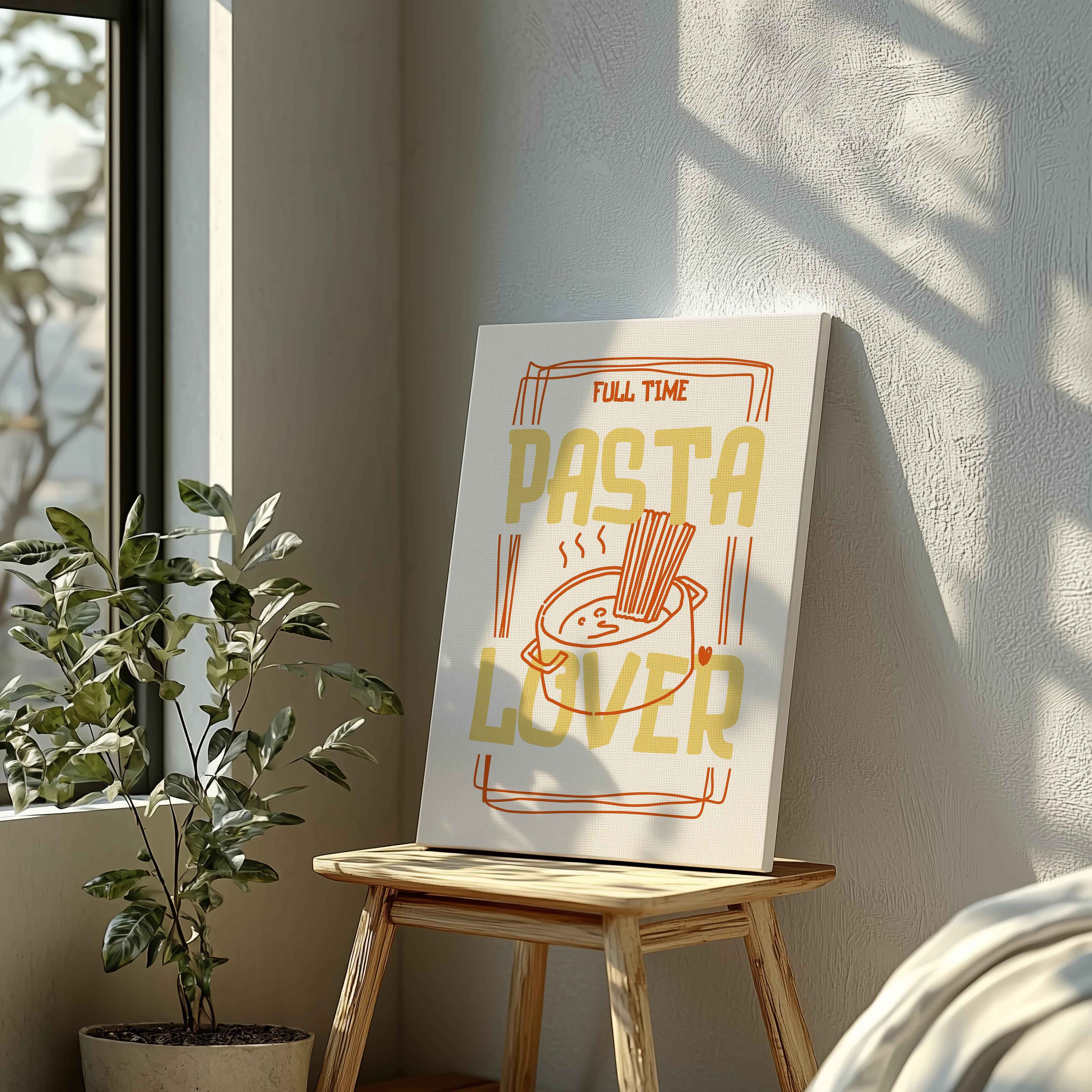 Full Time Pasta Lover Kitchen Cooking - Framed Canvas Wall Art Print