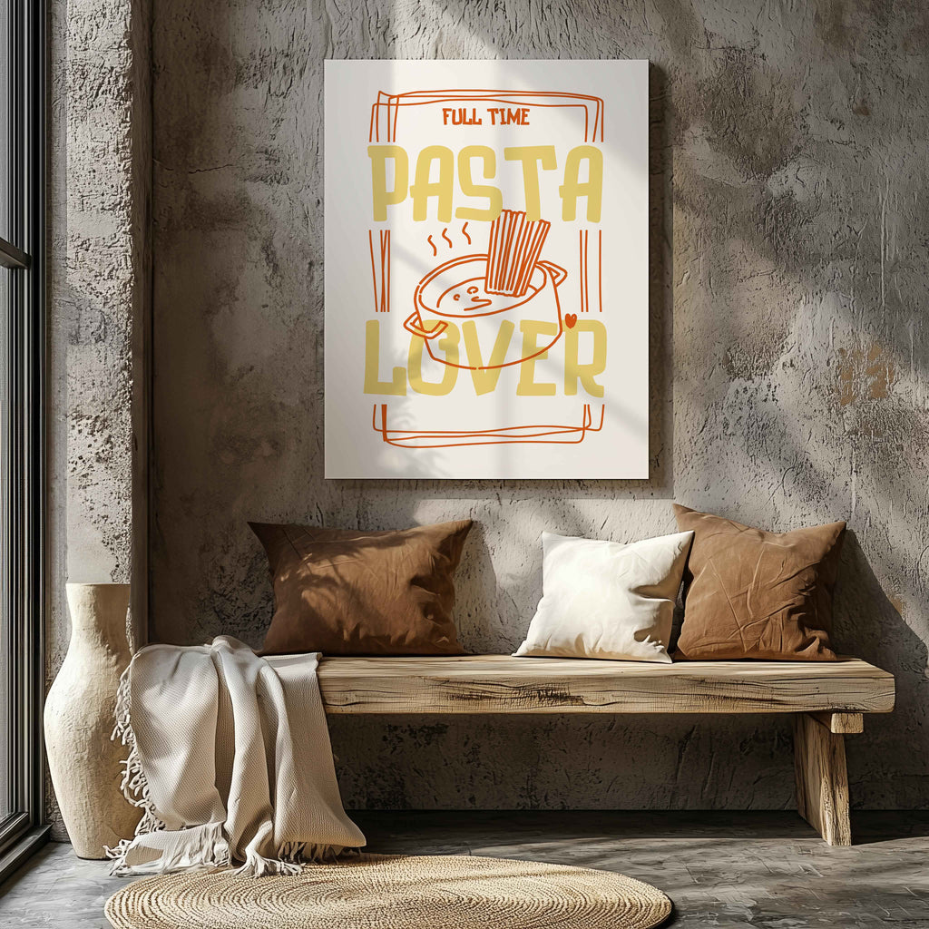 Full Time Pasta Lover Kitchen Cooking - Framed Canvas Wall Art Print