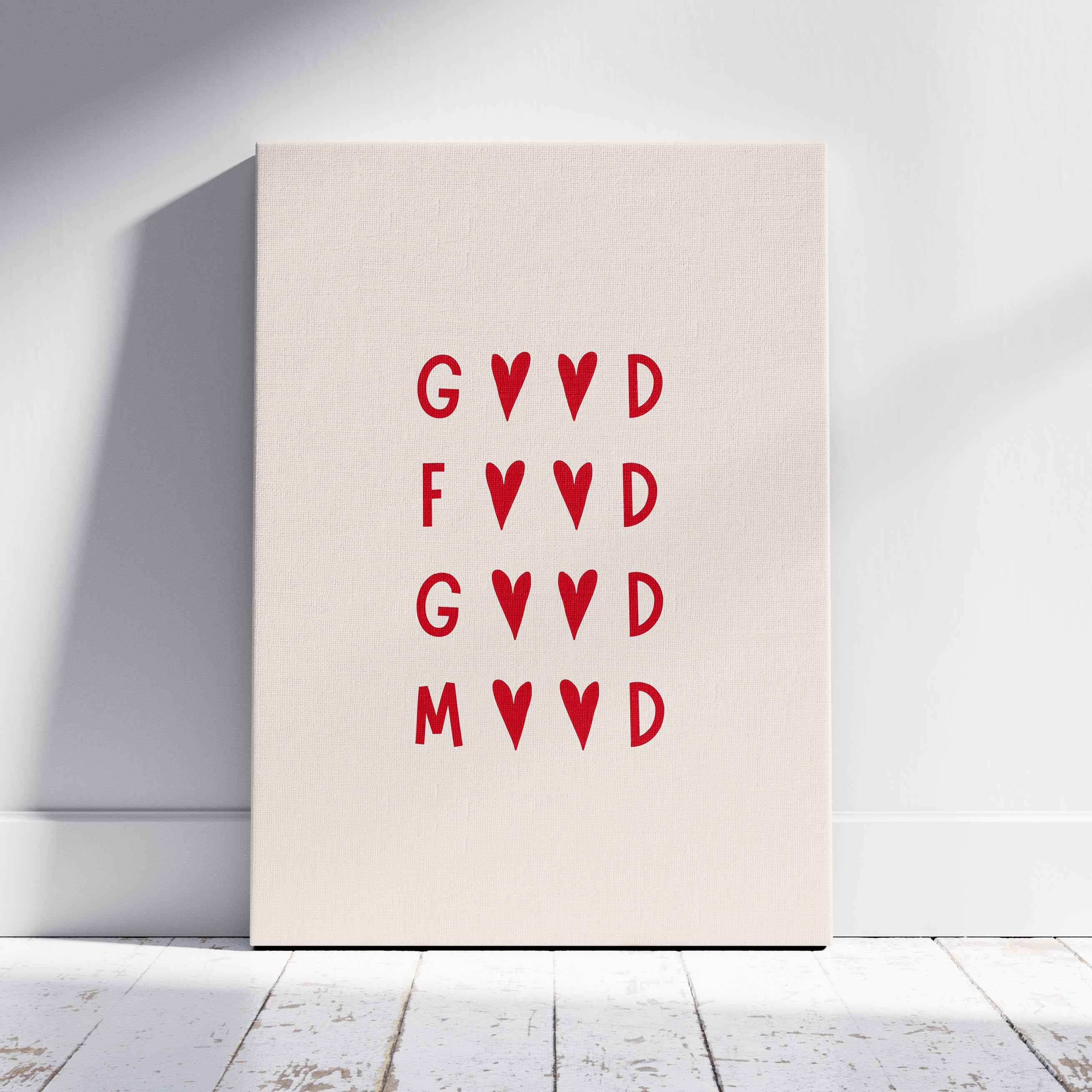 Good Food, Good Mood Kitchen Quote - Framed Canvas Wall Art Print | House Prints