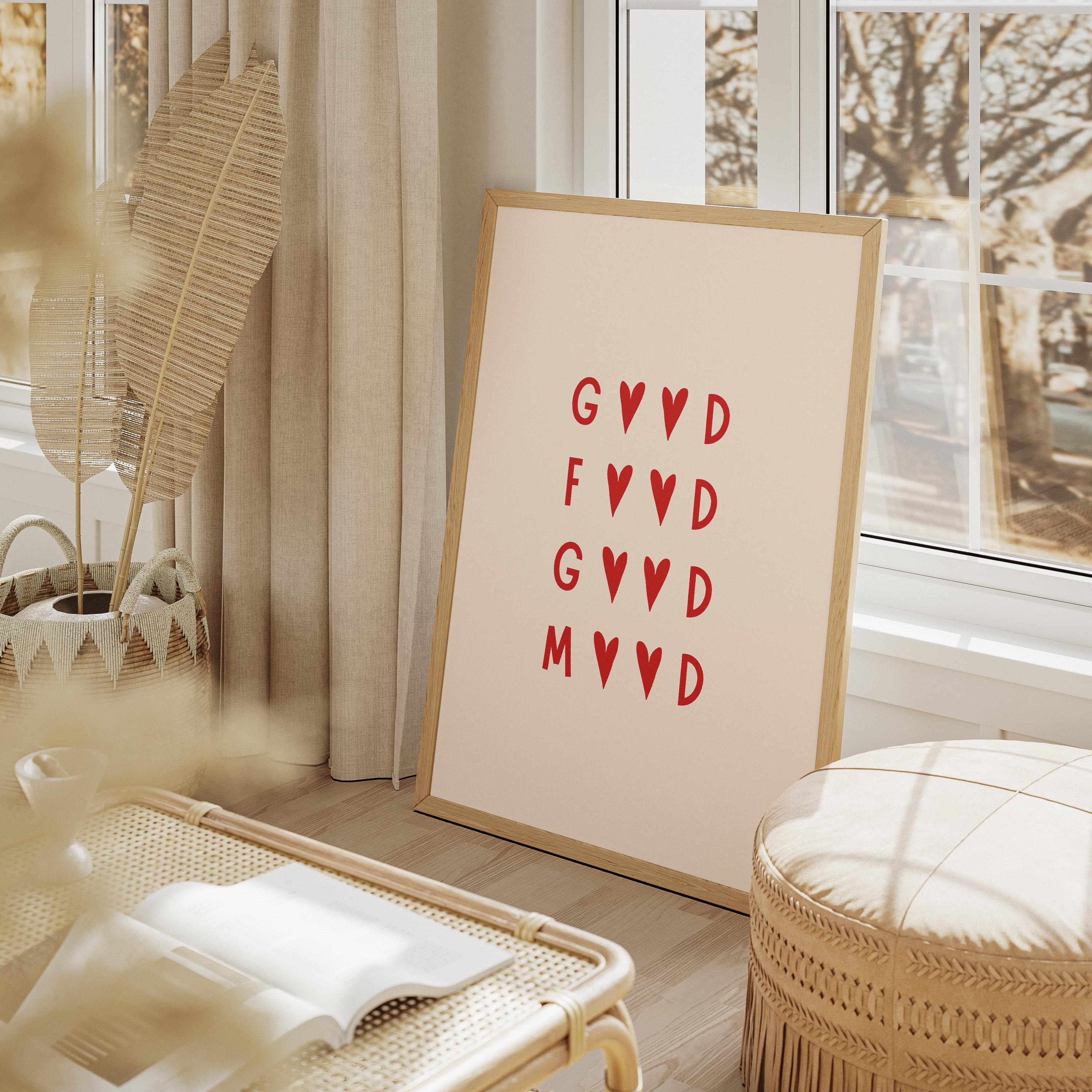 Good Food, Good Mood Kitchen Quote Rolled Poster Wall Art Print