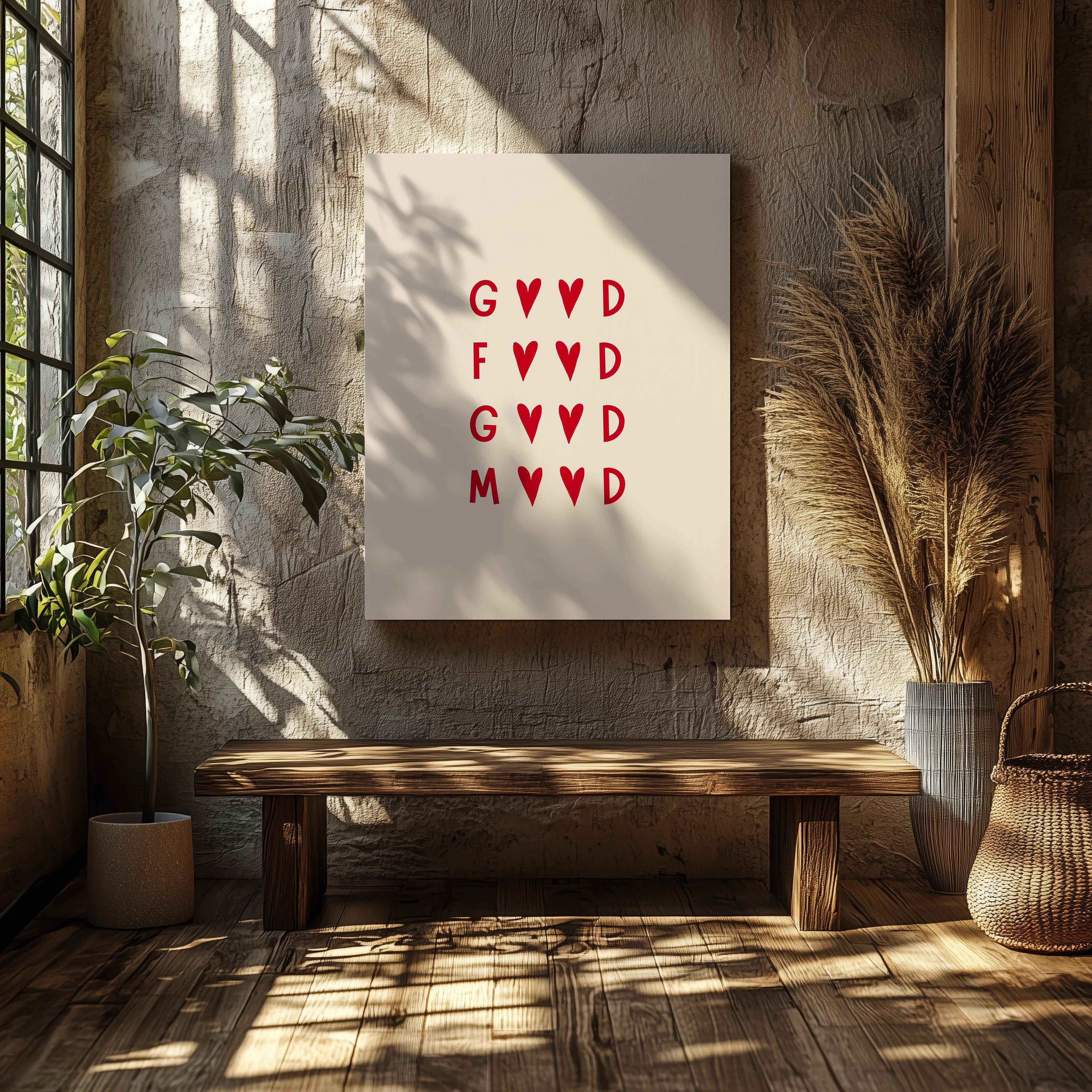 Good Food, Good Mood Kitchen Quote - Framed Canvas Wall Art Print | House Prints